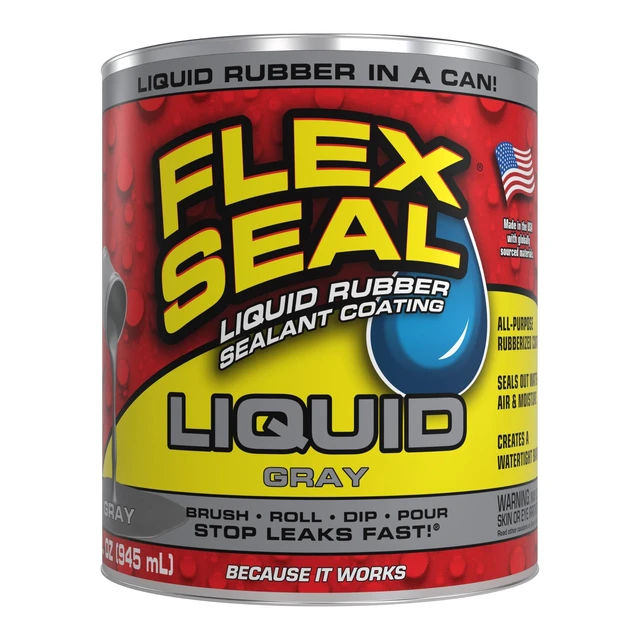 Alt view image 8 of 14 - Rubber Sealant Coating, Waterproof, Gray, 32 oz Stops leaks fast, brush, roll, dip or pour on, UV resistant, prevents rust, corrosion, roof, basement, RV, gutters, masonry