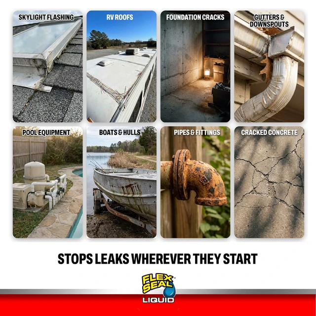 Alt view image 12 of 14 - Rubber Sealant Coating, Waterproof, Gray, 32 oz Stops leaks fast, brush, roll, dip or pour on, UV resistant, prevents rust, corrosion, roof, basement, RV, gutters, masonry