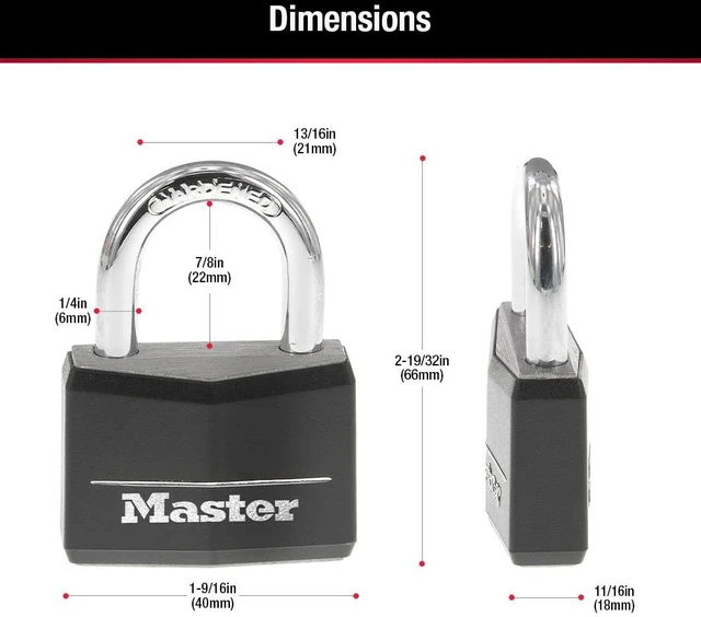 Alt view image 13 of 14 - 141Q Covered Aluminum Keyed Padlock, 4 Pack, Black