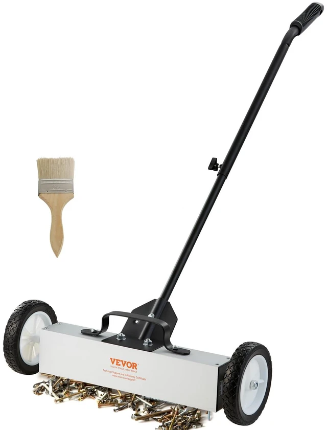 Alt view image 8 of 14 - 45Lbs Rolling Magnetic Sweeper with Wheels, 18-inch Large Magnet Pickup Lawn Sweeper, Push-Type Magnetic Pick Up Sweeper, Magnet with Telescoping Handle, Easy Cleanup of Workshop Yard Garage