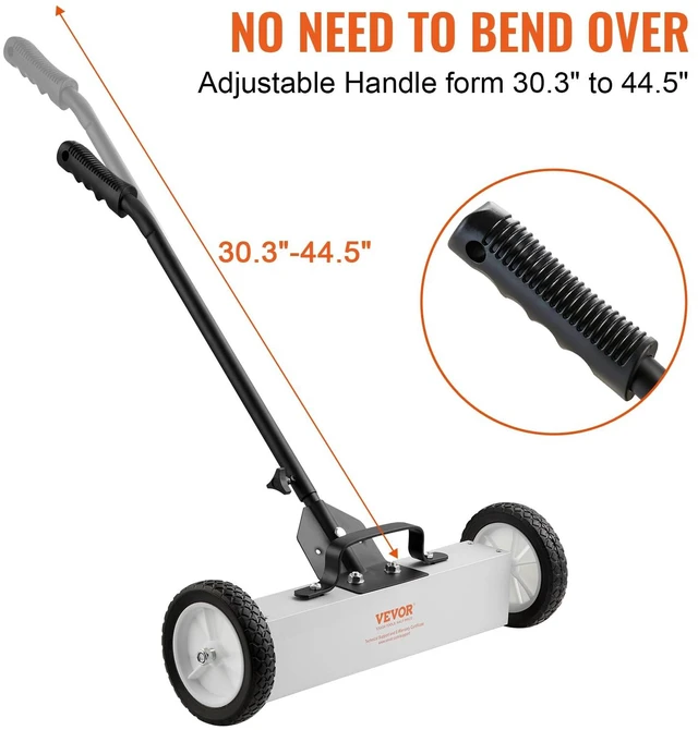 Alt view image 11 of 14 - 45Lbs Rolling Magnetic Sweeper with Wheels, 18-inch Large Magnet Pickup Lawn Sweeper, Push-Type Magnetic Pick Up Sweeper, Magnet with Telescoping Handle, Easy Cleanup of Workshop Yard Garage
