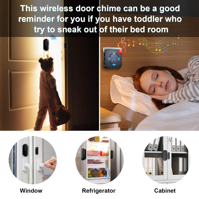 Alt view image 10 of 14 - Door Chime Alarm When Open for Kids Safety, Home and Business 26 chimes, 5 volume levels up to 110 dB, 500 FT wireless range and easy setup for home, business, kids and elderly safety