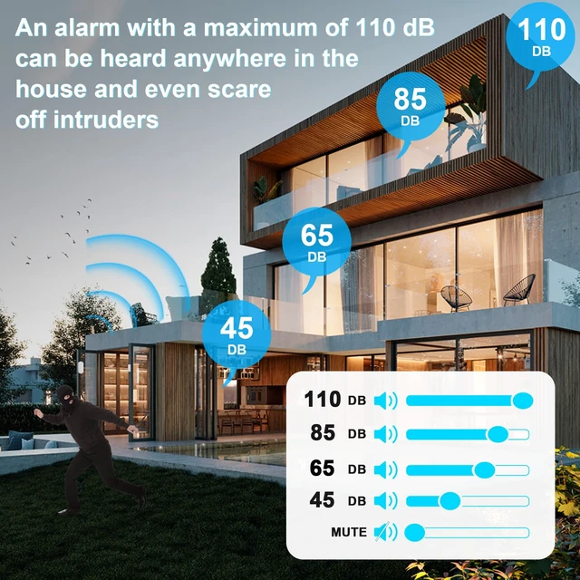 Alt view image 13 of 14 - Door Chime Alarm When Open for Kids Safety, Home and Business 26 chimes, 5 volume levels up to 110 dB, 500 FT wireless range and easy setup for home, business, kids and elderly safety
