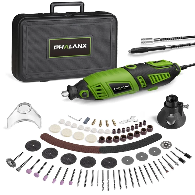 Alt view image 7 of 12 - 180W Rotary Tool Kit, 1.5-Amp 6 Variable Speed with Flex Shaft, 8000-32000RPM Multi-Tool& 139pcs Accessories Kit, Power Multiuse Set Prefect for Crafting Projects and DIY Creations