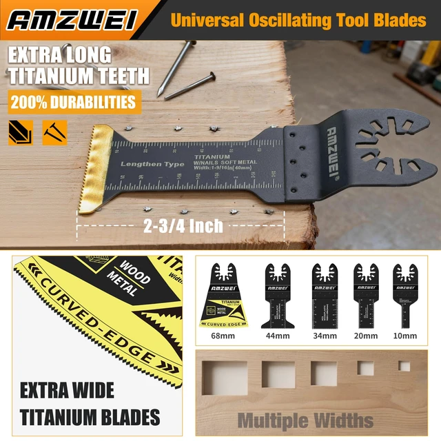 Alt view image 11 of 14 - 153PCS Upgraded Multitool Blades Oscillating Tool Accessories with Sandpaper, Hook Knife, Titanium Blades for Wood Metal Plastic Cutting, Compatible with Dewalt Ryobi Milwaukee Rockwell