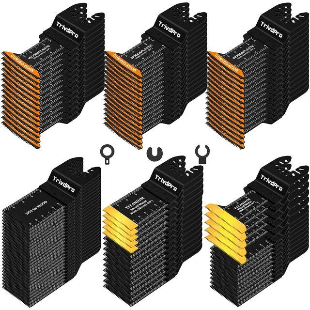 Alt view image 8 of 14 - Multitool Blades Multi-Tool Blades Kits - 100pcs Oscillating Blade Oscillating Tool Blade Oscillating Saw Blades for Metal Wood Plastic, Oscillator Blades Fit Dewalt, Milwaukee, Fein, Bosch
