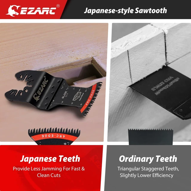 Alt view image 8 of 10 - Japanese Tooth Oscillating Saw Blade, 5 PCS Arc Edge Oscillating Multitool Blades Clean Cut for Wood, Plastic (Pack of 2)