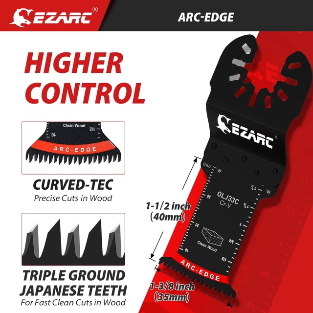Alt view image 7 of 10 - Japanese Tooth Oscillating Saw Blade, 5 PCS Arc Edge Oscillating Multitool Blades Clean Cut for Wood, Plastic (Pack of 2)