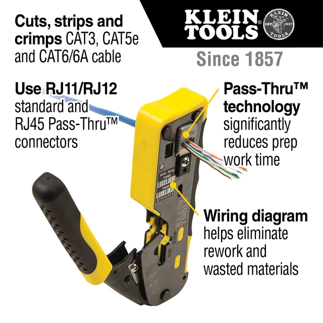 Alt view image 10 of 14 - VDV226-110 Ratcheting Modular Data Cable Crimper / Wire Stripper / Wire Cutter for RJ11/RJ12 Standard, RJ45 Pass-Thru Connectors