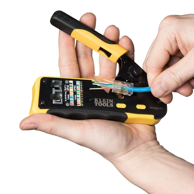 Alt view image 14 of 14 - VDV226-110 Ratcheting Modular Data Cable Crimper / Wire Stripper / Wire Cutter for RJ11/RJ12 Standard, RJ45 Pass-Thru Connectors