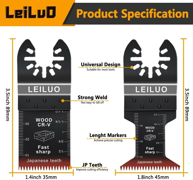 Alt view image 10 of 14 - 50Pcs Oscillating Saw Blades Wood, Japanese Teeth Multitool Blades 50-Pack CRV Bulk + Storage Bag, Fast Wood Cutting, Multi Tool Accessories, Fits DeWalt, Makita, Milwaukee, Ryobi & More