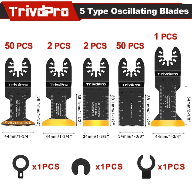 Alt view image 7 of 12 - Oscillating Tool Blade Multitool Blades - 105pcs Multi Tool Blades Oscillating Saw Blades Multi Tool Blades Kits for Metal Wood Plastic, Oscillator Blades Fit Dewalt, Milwaukee, Fein, Bosch