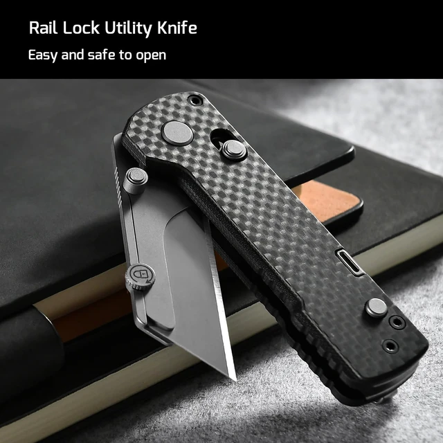 Alt view image 10 of 14 - U1 Pro Multitool Folding Utility Knife with Folding Screwdriver Quick Change Blade, Secure Rail Lock & Pocket Clip for Camping, Hiking and Everyday Carry (Carbon Fiber Black)