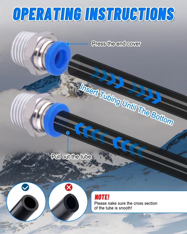 Alt view image 13 of 14 - 3/8" Air Line Tubing Kit, 100FT SAE J844 PA Nylon Air Hose Tubing with Cutter and Teflon Tape, 3/8" Air Hose with Push to Connect Fittings for Air Brake System Or Fluid Transfer(55PCS)