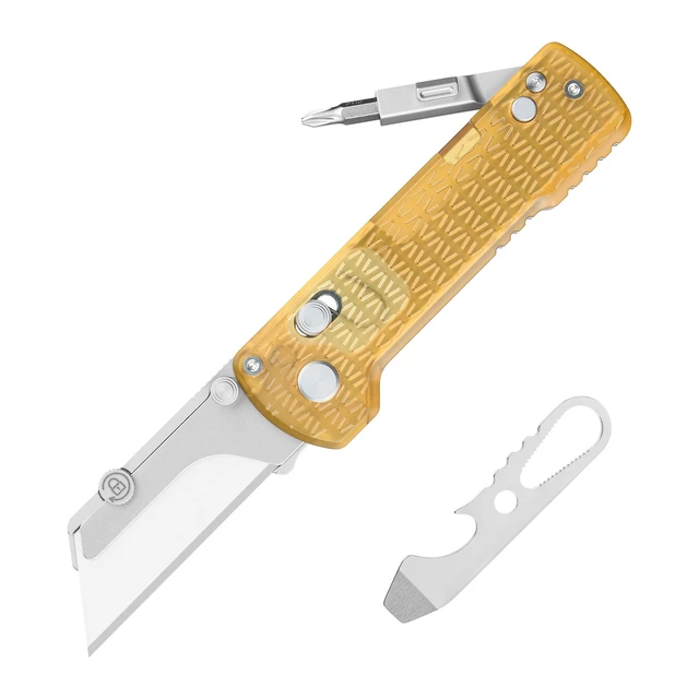 Alt view image 8 of 14 - U1 Pro Multitool Folding Utility Knife with Folding Screwdriver Quick Change Blade EDC Utility Knife with Secure Rail Lock & Pocket Clip for Men & Women (PEI)
