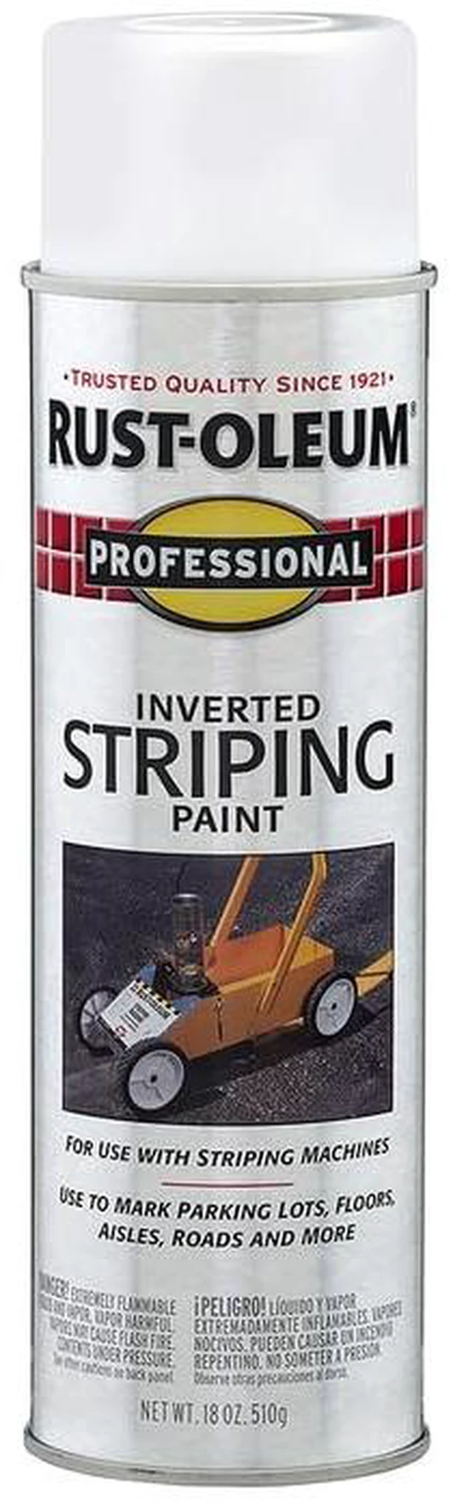 Alt view image 9 of 10 - Professional Inverted Striping White Spray Paint Parking Lot Striping, Athletic Field Marking, High Visibility Lines, Upside Down Spray System, Durable Coverage, 18 oz