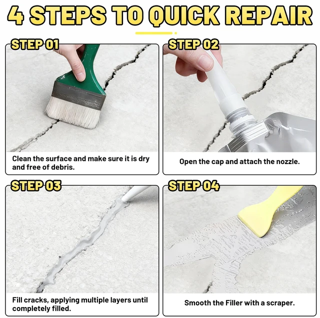Alt view image 11 of 12 - Concrete Crack Filler, 5.3LB High Elasticity Cement Crack Repair Sealant Slab Concrete Waterproof Repair Sealant for Driveways, Walkways, Patio, Joint, Indoor and Outdoor Quick Drying Sealer - Grey
