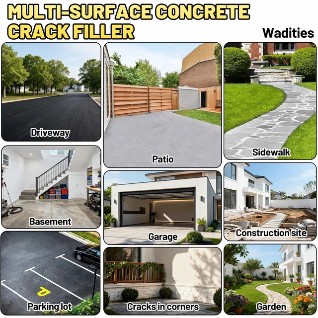 Alt view image 12 of 12 - Concrete Crack Filler, 5.3LB High Elasticity Cement Crack Repair Sealant Slab Concrete Waterproof Repair Sealant for Driveways, Walkways, Patio, Joint, Indoor and Outdoor Quick Drying Sealer - Grey