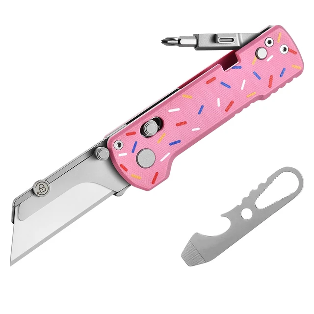 Alt view image 8 of 14 - U1 Pro Multitool Folding Utility Knife with Screwdriver Quick Change Blade EDC Utility Knife with Secure Rail Lock & Pocket Clip for Men Women (Doughnut)