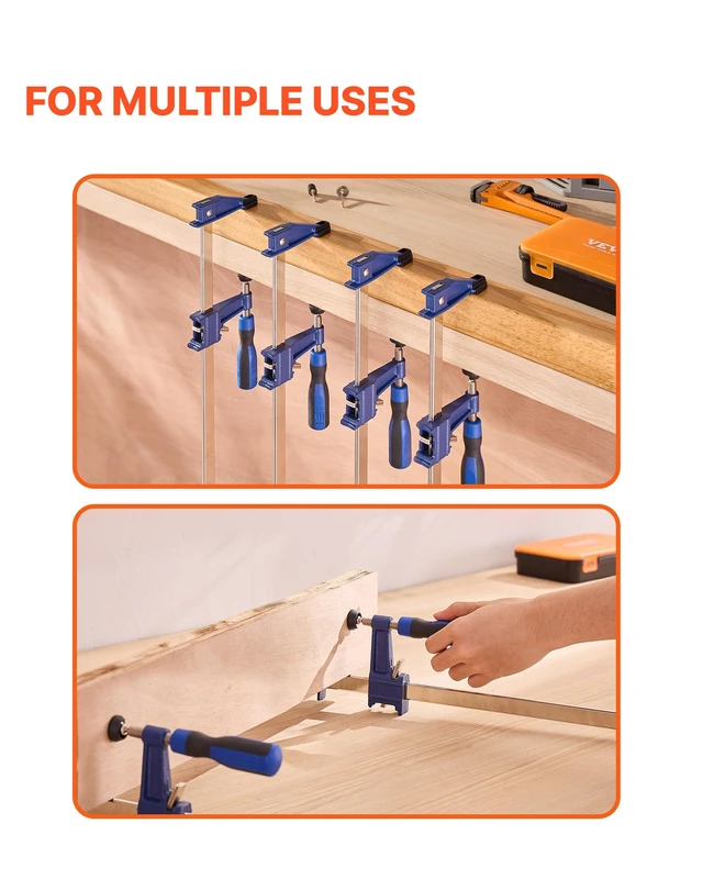 Alt view image 13 of 14 - 36" Bar Clamps for Woodworking, 4-Pack, 600 lbs Load Limit 2-1/2 inch Depth, Lockable F-Clamp, Cast Iron and Carbon Steel, Easy to Use, Metalworking and DIY Projects
