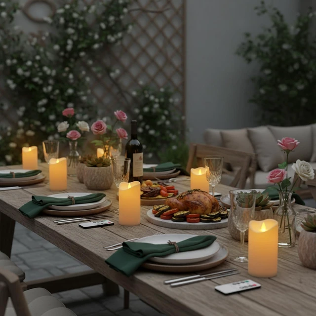Alt view image 11 of 12 - Flameless Candles 3"D X 6"H Set of 12 Outdoor Indoor Ivory Pillars Battery Operated Flickering Candles Include 8-Key Remote Timer Function, Ivory Waterproof Candles for Wedding, Aniversary Decor