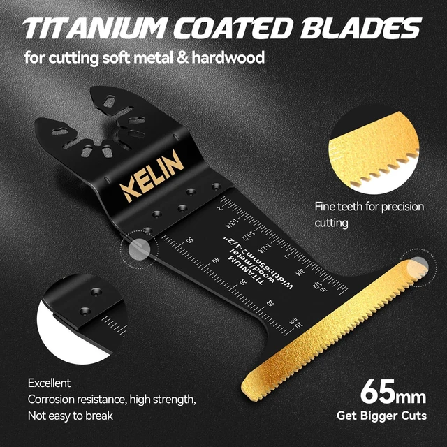 Alt view image 10 of 14 - 56pcs Titanium Oscillating Tool Blades, Universal Multitool Blades 4 Types Oscillating Titanium Saw Blades for Wood,Metal, Drywall,Pipes Fits Dewalt,Bosch,Milwaukee & 98% Oscillating Tools