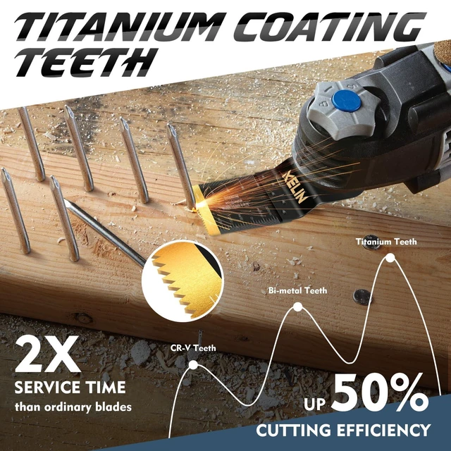 Alt view image 11 of 14 - 56pcs Titanium Oscillating Tool Blades, Universal Multitool Blades 4 Types Oscillating Titanium Saw Blades for Wood,Metal, Drywall,Pipes Fits Dewalt,Bosch,Milwaukee & 98% Oscillating Tools