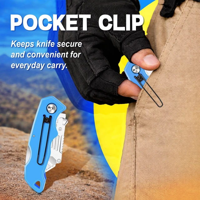 Alt view image 13 of 14 - 24Pack Box Cutter Retractable, Folding Utility Knife with 30 Blades SK5 razor knife blades, quick change pocket knife, navajas para trabajo for cardboard, drywall, rope, linoleum and packages