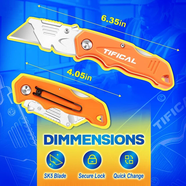 Alt view image 14 of 14 - 24Pack Box Cutter Retractable, Folding Utility Knife with 30 Blades SK5 razor knife blades, quick change pocket knife, navajas para trabajo for cardboard, drywall, rope, linoleum and packages