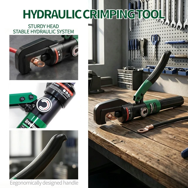 Alt view image 11 of 12 - Hydraulic Crimping Tool, Battery Cable Crimper 12AWG2/0AWG, US Standard AWG Dies, 10-Ton Hydraulic Crimper for US AWG Size 12-2/0 Gauge Stranded (YQK-00+cut)