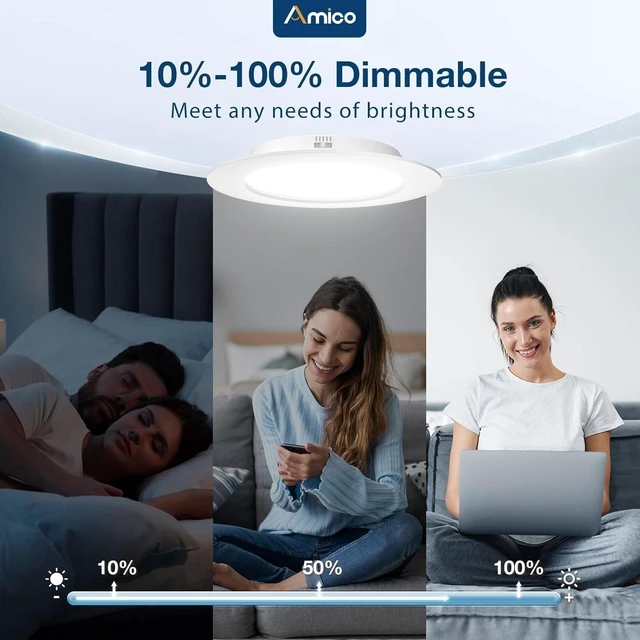 Alt view image 10 of 14 - 6 Pack 5/6 inch 5CCT LED Recessed Lighting, Retrofit Can Light, White Dimmable, 12.5W=100W, 950LM, 2700K/3000K/4000K/5000K/6000K Selectable, Baffle Trim, Easy Install, IC & Damp Rated, ETL & FCC