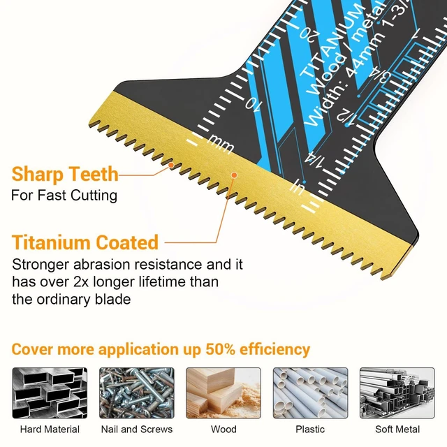 Alt view image 11 of 14 - Oscillating Tool Blade, 34PCS Universal Wood Metal Oscillating Multitool Quick Release Saw Blades Fit Porter Cable Black & Decker Rockwell Ridgid Ryobi Milwaukee DeWalt Chicago Craftsman