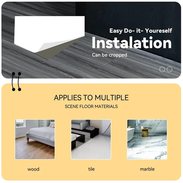Alt view image 13 of 14 - Woodgrain Vinyl Floor Roll, 11.8" x 394", QuickApply Peel & Stick Cover 32.29 Sq,ft, Soft woodlook finish, Nonslip texture, Long rolls reduce seams, Lowmaintenance surface, Easy to cut