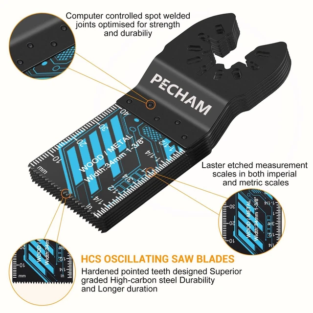 Alt view image 10 of 14 - Oscillating Tool Blade, 34PCS Universal Wood Metal Oscillating Multitool Quick Release Saw Blades Fit Porter Cable Black & Decker Rockwell Ridgid Ryobi Milwaukee DeWalt Chicago Craftsman