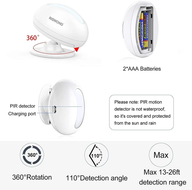 Alt view image 9 of 12 - Wireless Motion Sensor Door Chime: Business Entry Doorbell Indoor Alarm Motion Sensor Doorbell Alarm Buzzer Store Entrance Alert Bell (500Ft Range, 32 Tunes, 5 Level Volume) 2 sensors 1 Receiver