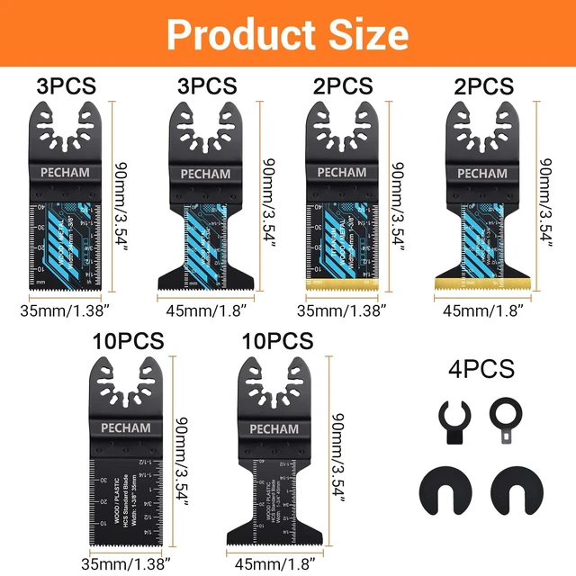 Alt view image 14 of 14 - Oscillating Tool Blade, 34PCS Universal Wood Metal Oscillating Multitool Quick Release Saw Blades Fit Porter Cable Black & Decker Rockwell Ridgid Ryobi Milwaukee DeWalt Chicago Craftsman