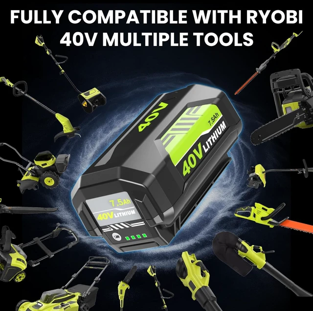 Alt view image 11 of 12 - 40v 7.5Ah OP4026A Battery Replacement for Ryobi 40V Battery 7.5Ah Lithium Compatible with Ryobi 40 Volt Battery OP4026A OP4040 OP40201 OP4050A OP4015 OP40261 OP4030 OP40401 OP4060 Power Tools