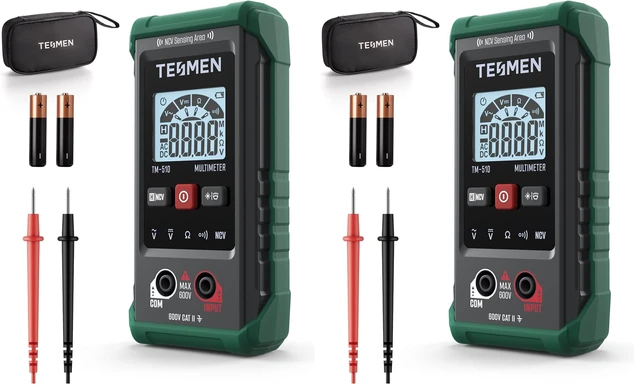 Alt view image 8 of 14 - TM-510 Digital Multimeter, 4000 Counts, Smart Measurement, Auto-Ranging Voltmeter; Voltage Tester with Non-Contact Voltage Function, Measures AC/DC Voltage, Resistance, Continuity Green (Pack of 2)