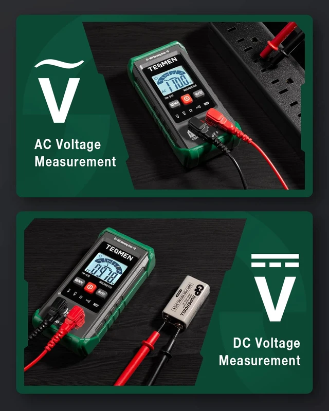 Alt view image 13 of 14 - TM-510 Digital Multimeter, 4000 Counts, Smart Measurement, Auto-Ranging Voltmeter; Voltage Tester with Non-Contact Voltage Function, Measures AC/DC Voltage, Resistance, Continuity Green (Pack of 2)