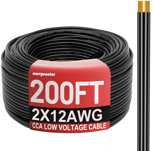 Alt view image 8 of 14 - 200FT 12 Gauge 12/2 Low Voltage Landscape Wire Black 12AWG 2 Conductors Outdoor Low-Voltage Cable Direct Burial Hookup LED Lighting Strips Flexible Cable Copper Clad Aluminum