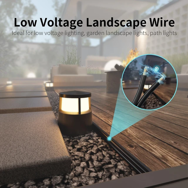Alt view image 13 of 14 - 250FT 12 Gauge 12/2 Low Voltage Landscape Wire Black 12AWG 2 Conductors Outdoor Low-Voltage Cable Direct Burial Hookup LED Lighting Strips Flexible Cable Copper Clad Aluminum