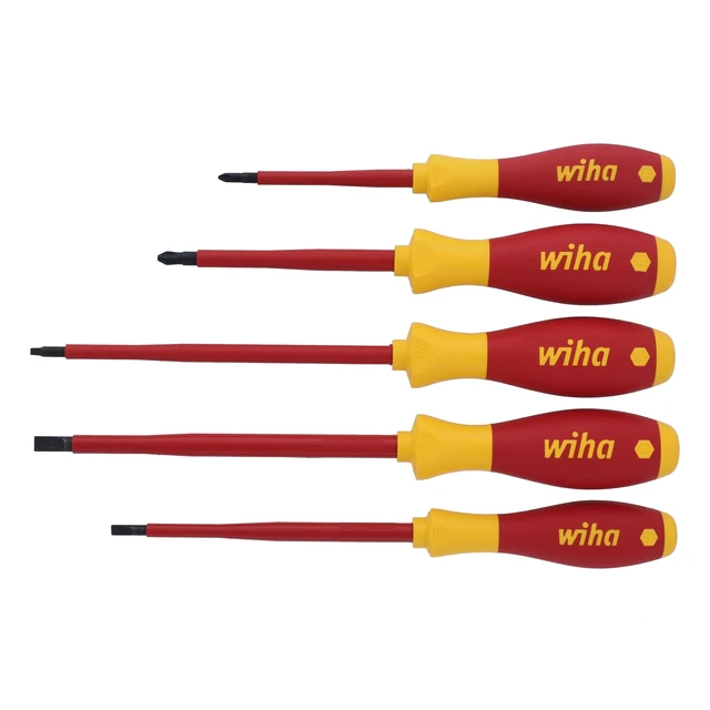 Alt view image 9 of 14 - 32059 Insulated Screwdriver Set, 5-Piece Slotted Phillips Square Kit 1000V VDE certified, Slotted Phillips Square tips, cushion grip handle, tested to 10,000 volts, Germany