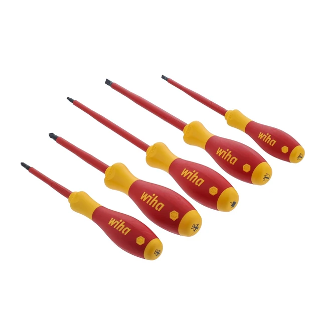 Alt view image 10 of 14 - 32059 Insulated Screwdriver Set, 5-Piece Slotted Phillips Square Kit 1000V VDE certified, Slotted Phillips Square tips, cushion grip handle, tested to 10,000 volts, Germany