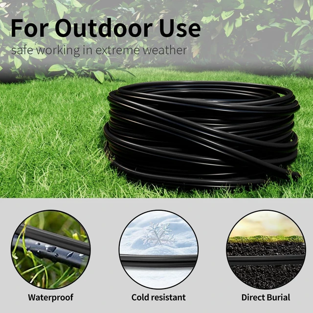 Alt view image 10 of 14 - 250FT 12 Gauge 12/2 Low Voltage Landscape Wire Black 12AWG 2 Conductors Outdoor Low-Voltage Cable Direct Burial Hookup LED Lighting Strips Flexible Cable Copper Clad Aluminum