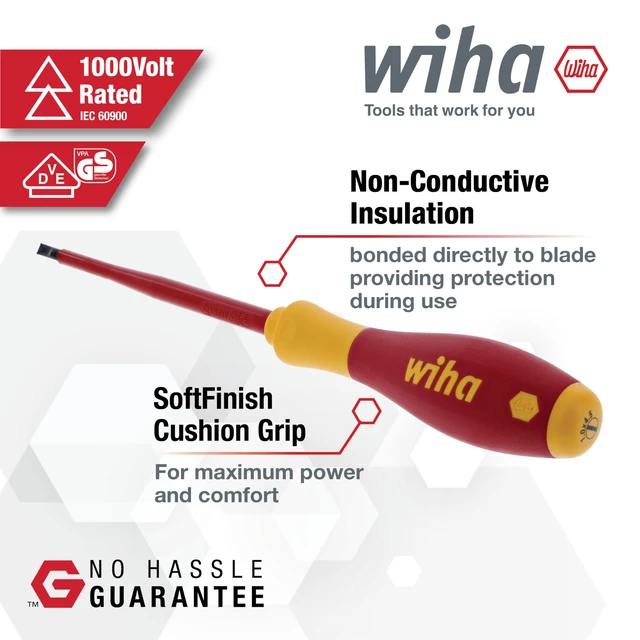 Alt view image 14 of 14 - 32059 Insulated Screwdriver Set, 5-Piece Slotted Phillips Square Kit 1000V VDE certified, Slotted Phillips Square tips, cushion grip handle, tested to 10,000 volts, Germany