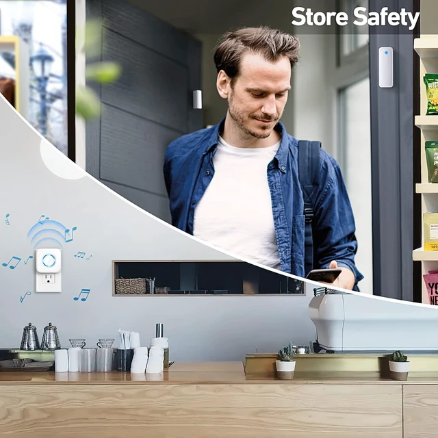 Alt view image 9 of 10 - Door Chime, Wireless Door Entry Alarm for Home, Store, School 600FT Range Door Open Sensor with 58 Chimes, 5 Volume Levels. 2 Sensors + 2 Receivers for Multi-door, Kids & Dementia Safety
