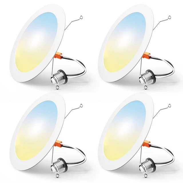 Alt view image 7 of 12 - 4 Pack Retrofit LED Recessed Lighting 6 Inch, 5CCT, White 2700K/3000K/4000K/5000K/6000K Selectable, Dimmable Flat Can Lights, 1000LM Brightness, 10W=110W, IC & Damp Rated, ETL & FCC
