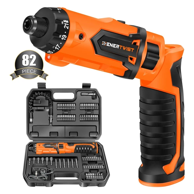 Alt view image 8 of 14 - 8V Cordless Screwdriver, 82 Accessory Kit, Max 10Nm 21+1 Cluth Rechargeable Electric Screwdriver Set, Safety Lock, Charger in Carrying Case, Ergonomic Dual Position Handle, LED Light
