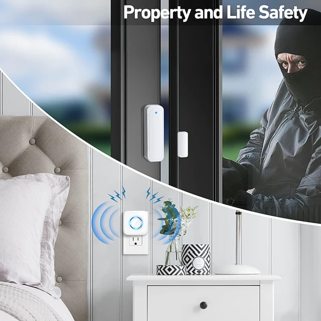 Alt view image 7 of 10 - Door Chime, Wireless Door Entry Alarm for Home, Store, School 600FT Range Door Open Sensor with 58 Chimes, 5 Volume Levels. 2 Sensors + 2 Receivers for Multi-door, Kids & Dementia Safety