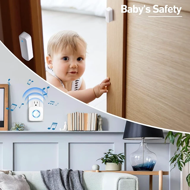 Alt view image 8 of 10 - Door Chime, Wireless Door Entry Alarm for Home, Store, School 600FT Range Door Open Sensor with 58 Chimes, 5 Volume Levels. 2 Sensors + 2 Receivers for Multi-door, Kids & Dementia Safety